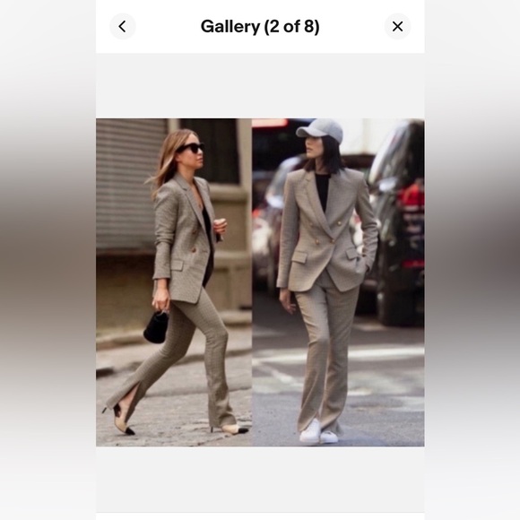 FLASH SALE NWT ALC Javier Houndstooth Plaid Split Flared Pants Size 6 - Picture 2 of 12